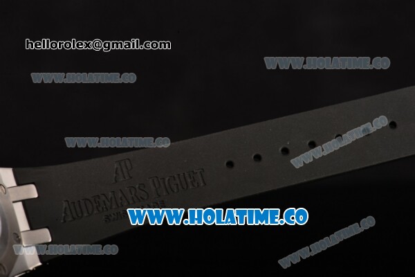 Audemars Piguet Royal Oak Lady Swiss Quartz Steel/Diamonds Case with Black Dial and Black Rubber Strap (EF) - Click Image to Close